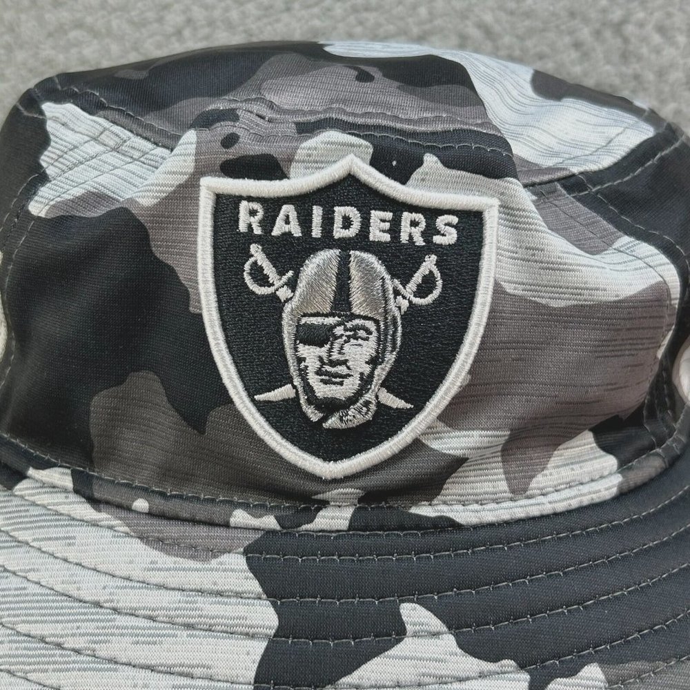 New Era Oakland Raiders Camouflage Training Bucket Hat Cap NFL Football - Picture 2 of 6